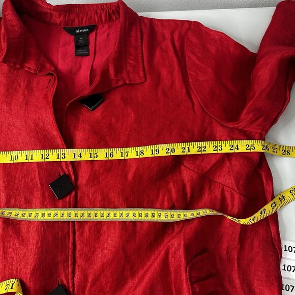 Ali Miles Jacket Womens 1X Red Button Woven Art Wire Collar Statement - Picture 11 of 11